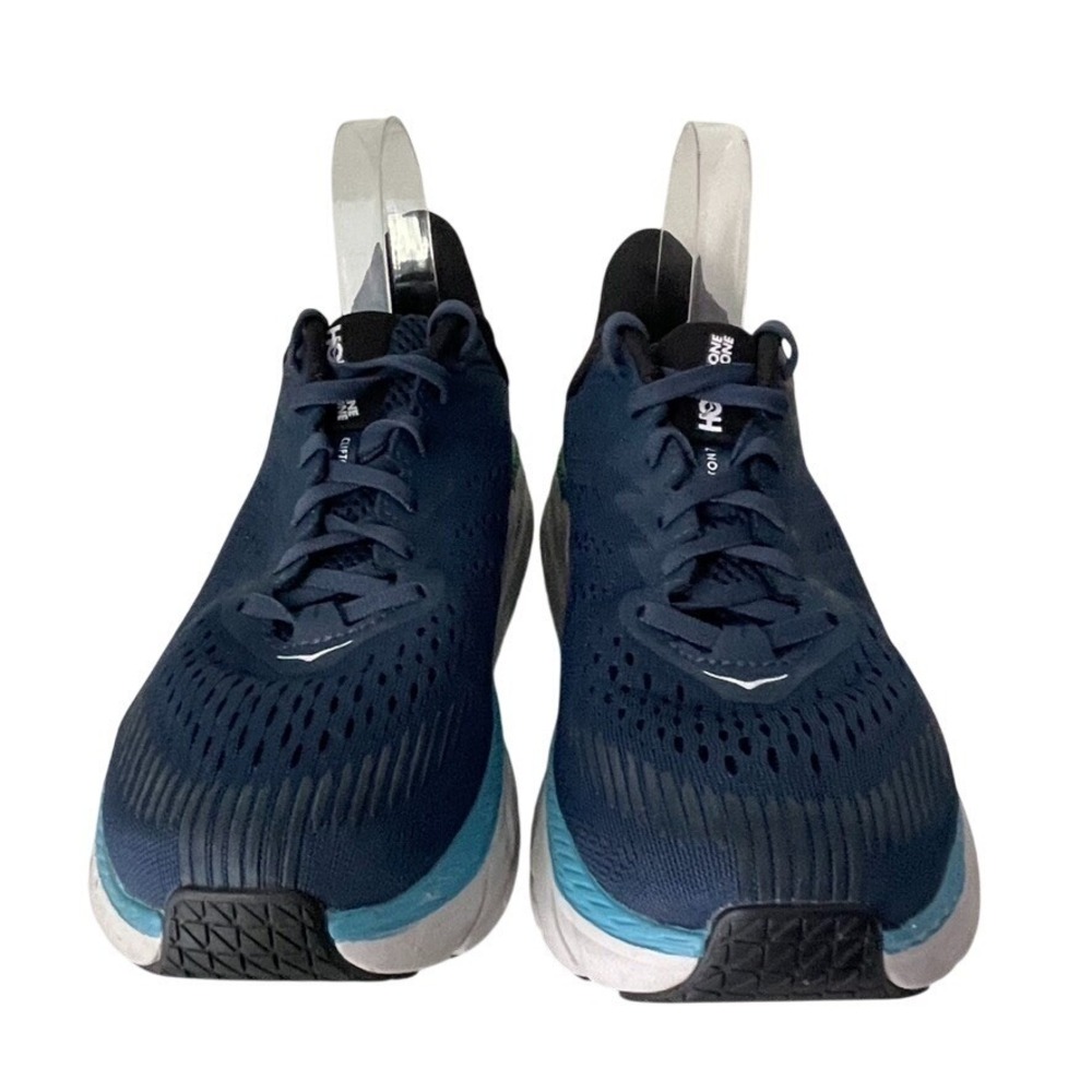 Hoka One One Clifton 7 Mens Running Shoes Size 9.5 Moonlit Ocean Blue Lace Up - Picture 4 of 9